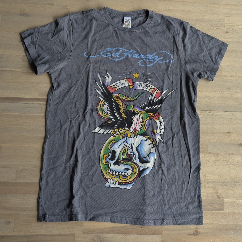 Ed Hardy Vintage y2k Logo T-shirt Streetwear‎ Size Large